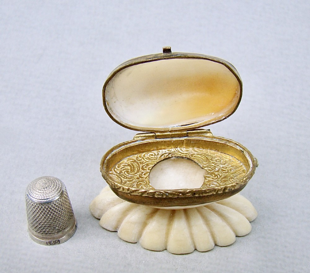 rare miniature silver thimble in mother of pearl thimble case circa 1890