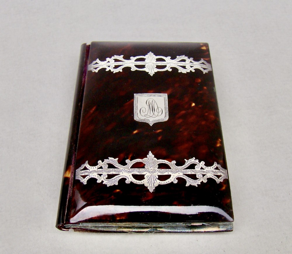 19th century french silver inlaid tortoiseshell souvenir notebook circa 1880