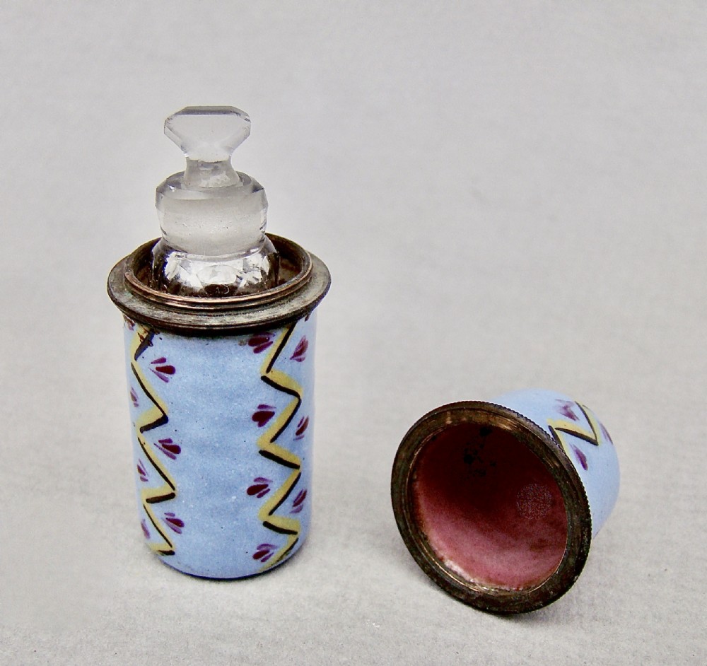 rare georgian bilston enamel scent bottle etui with original glass scent bottle circa 1780