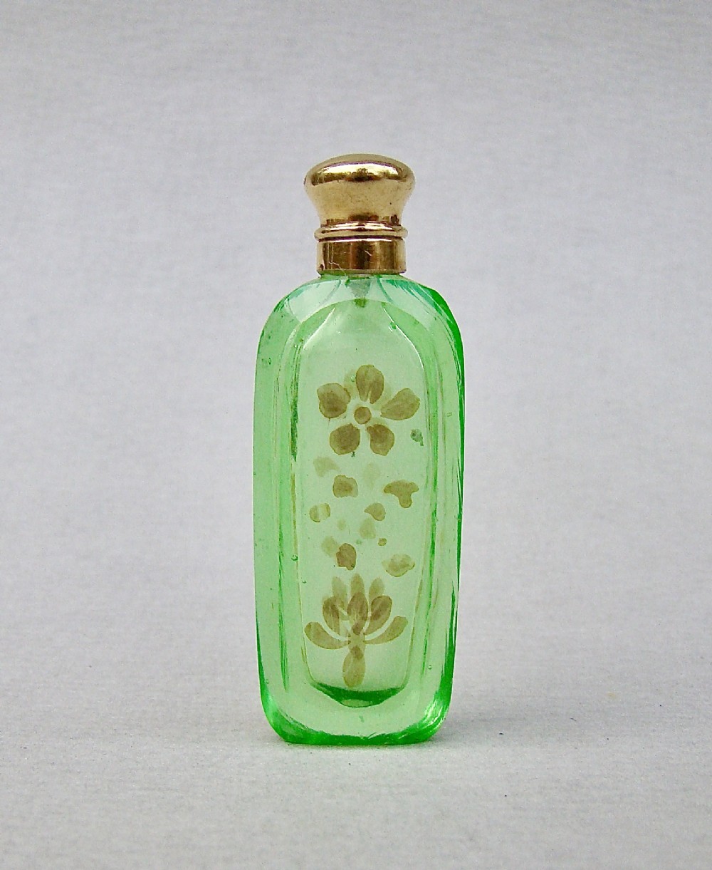 rare 19th c french silver gilt uranium glass miniature scent bottle circa 1870