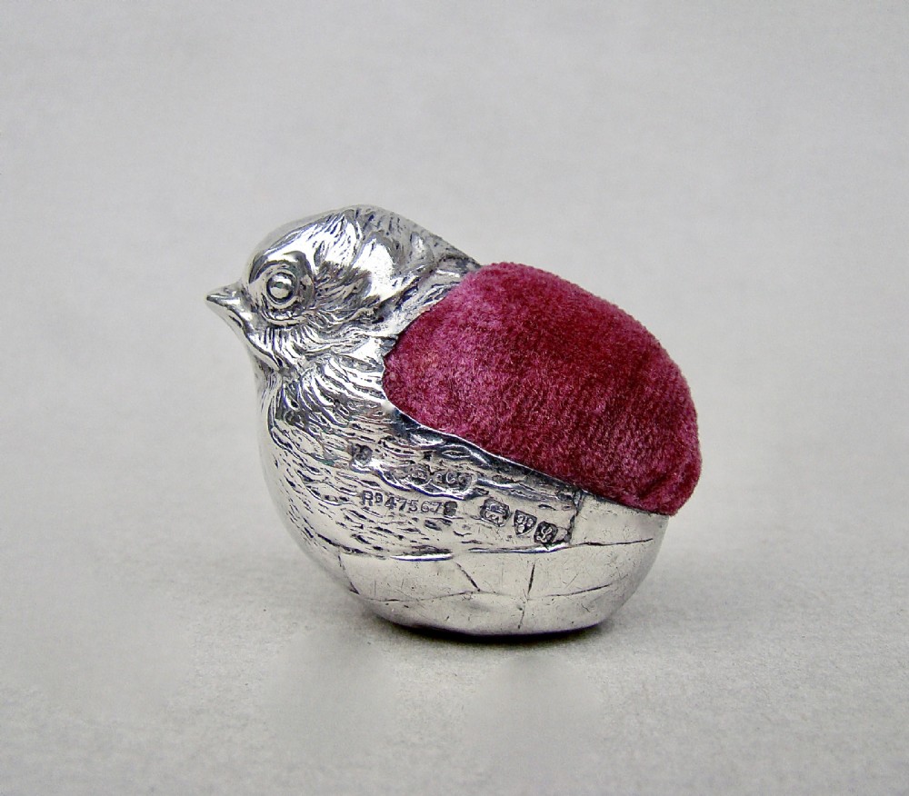 silver hatching chick pin cushion by sampson mordan co chester 1911