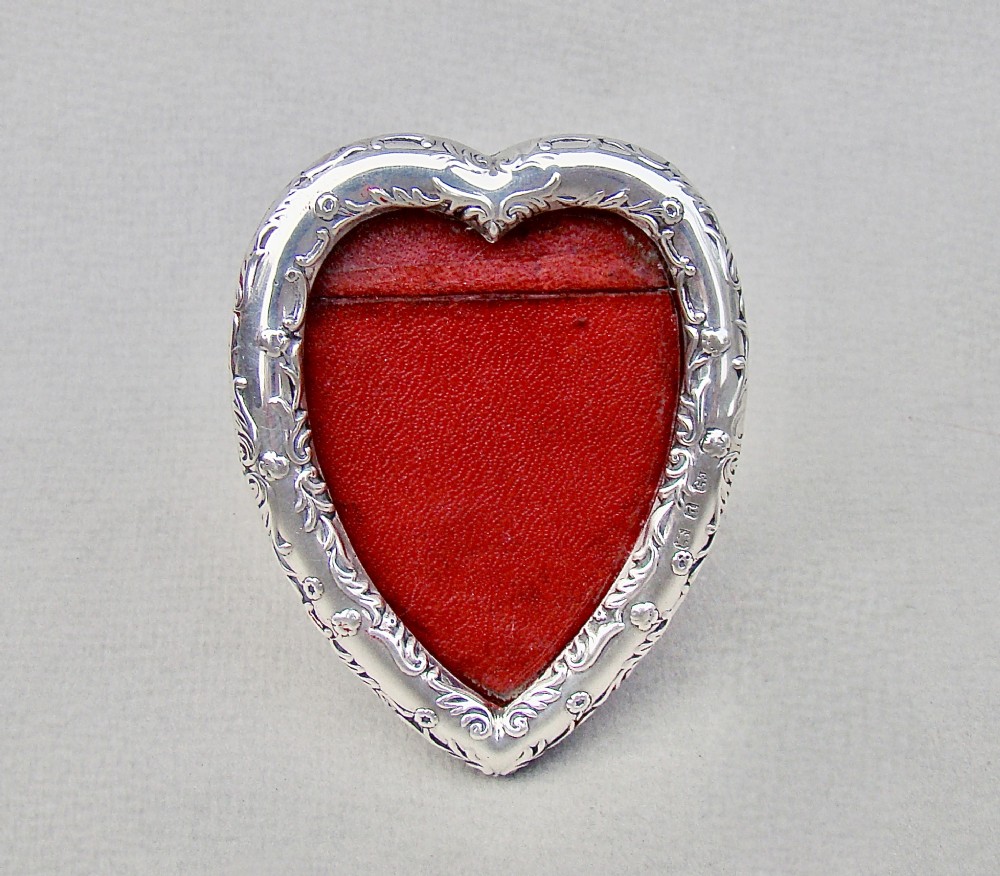 miniature victorian silver heartshaped photo frame birmingham 1898