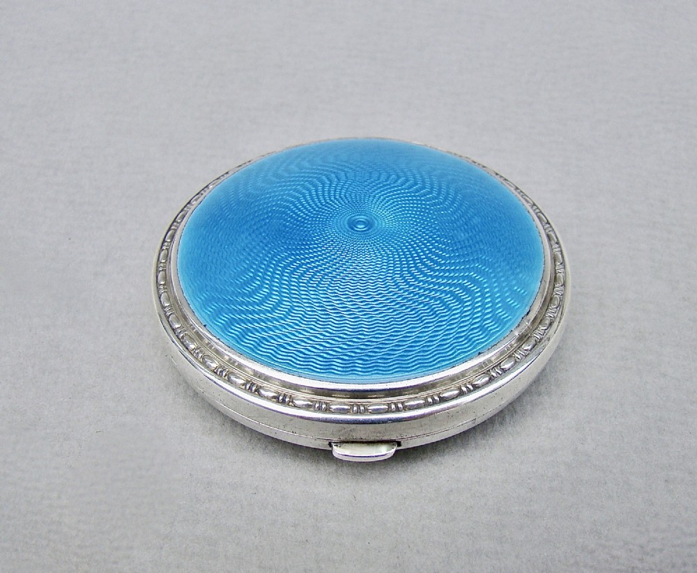 art deco silver and guilloche enamel compact by crisford norris birmingham 1928