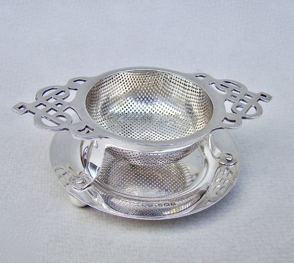 fabulous silver tea strainer stand by hammond turner son birmingham 1926