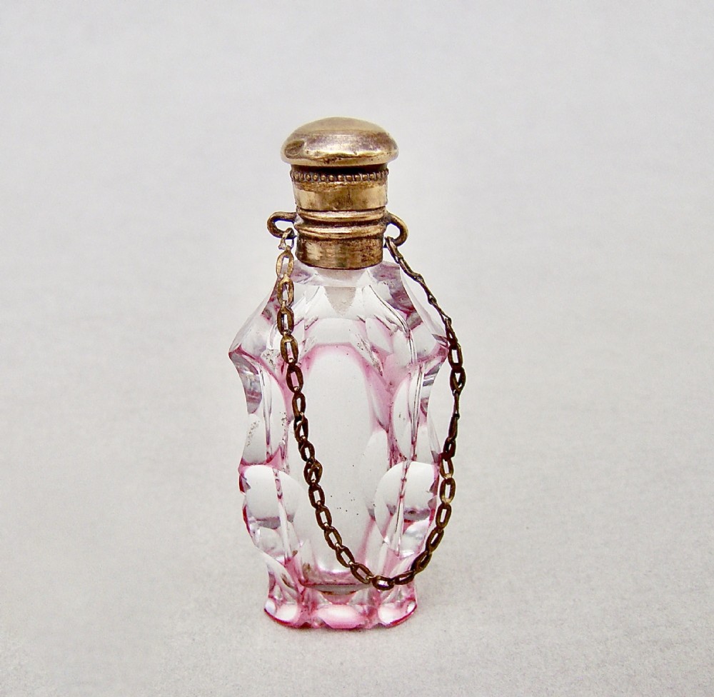 rare miniature 19th c french overlay glass chatelaine scent bottle circa 1870