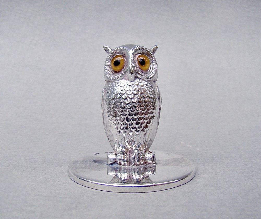 exquisite edwardian silver sampson mordan owl place card holder chester 1909