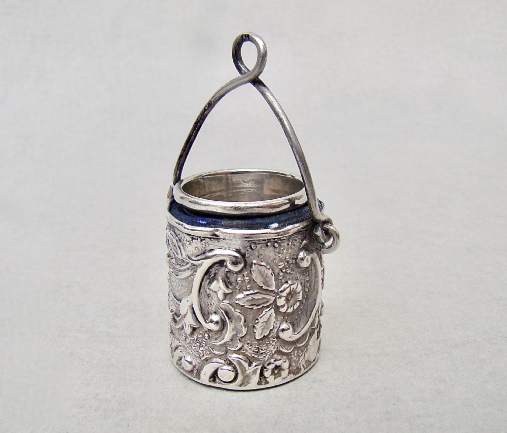 delightful victorian silver thimble bucket by laurence emanuel birmingham 1888