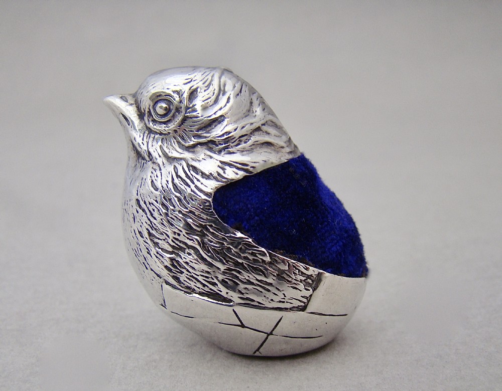 silver hatching chick pin cushion by sampson mordan co chester c1910