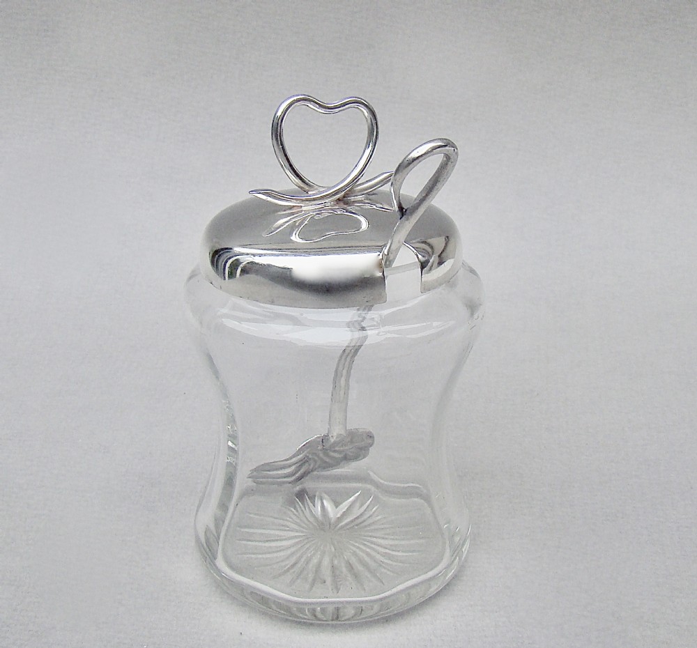 delightful silver mounted preserve jar by synyer beddoes birmingham 1902