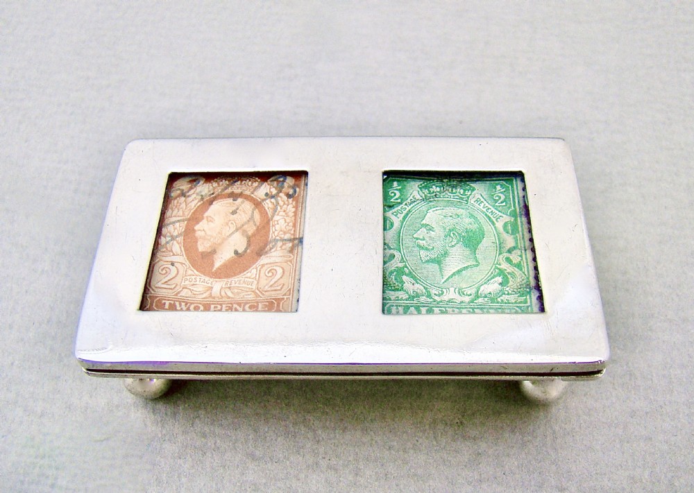 edwardian silver double troughshaped stamp box by levi salaman birmingham 1903