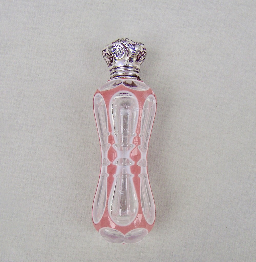 rare 19th c silver bohemian triple cased glass scent bottle circa 1880