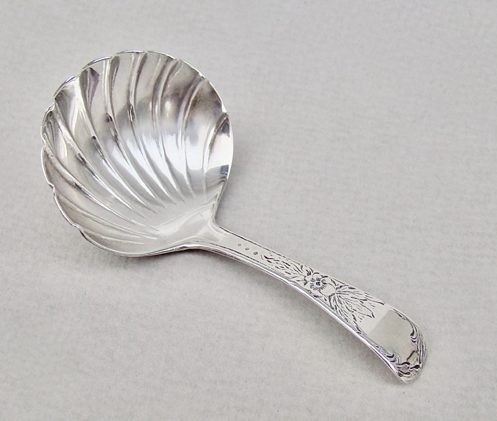 exquisite georgian silver caddy spoon by robert rutland london 1826