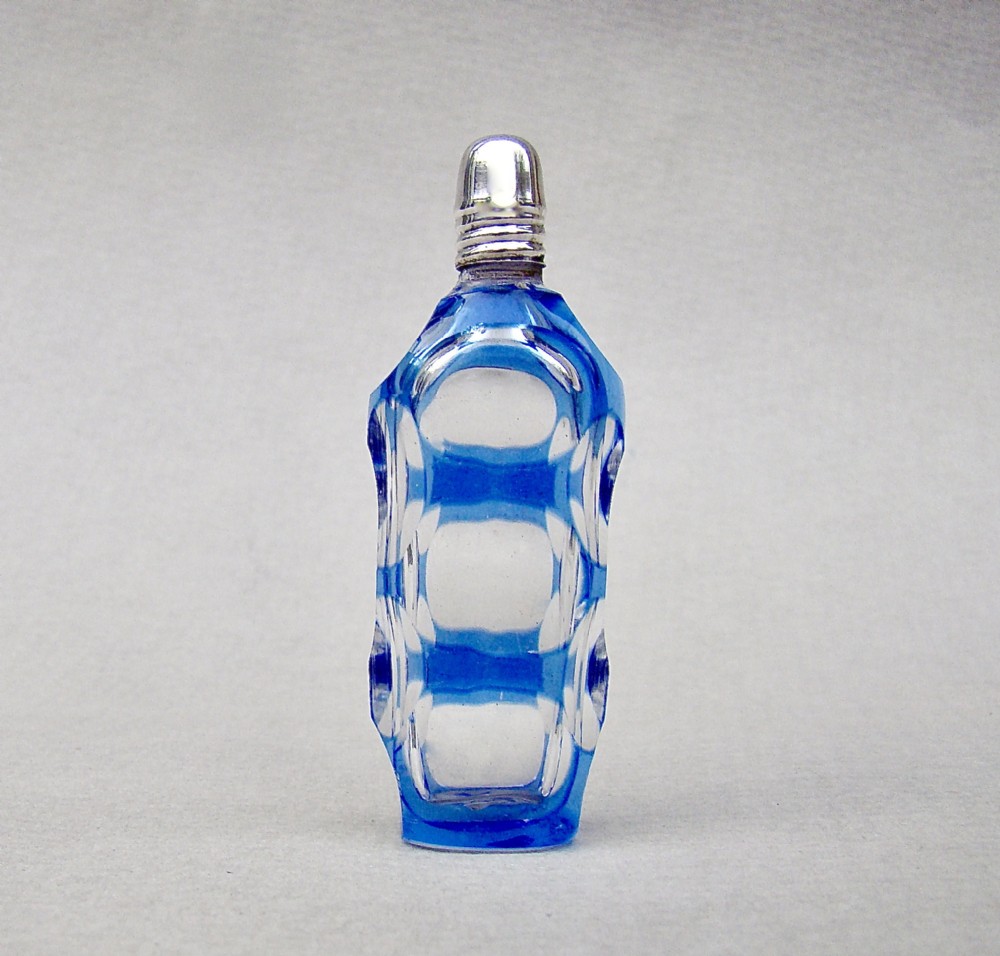 early victorian miniature victorian silver overlay glass scent bottle circa 1850