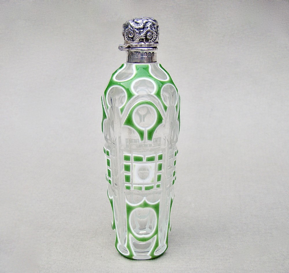 fabulous edwardian silver bohemian triple cased glass scent bottle by charles may birmingham 1905