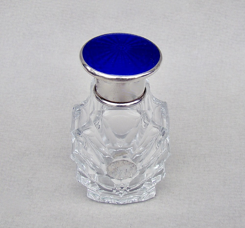 exquisite art deco silver guilloche enamel scent bottle by cohen charles london 1935