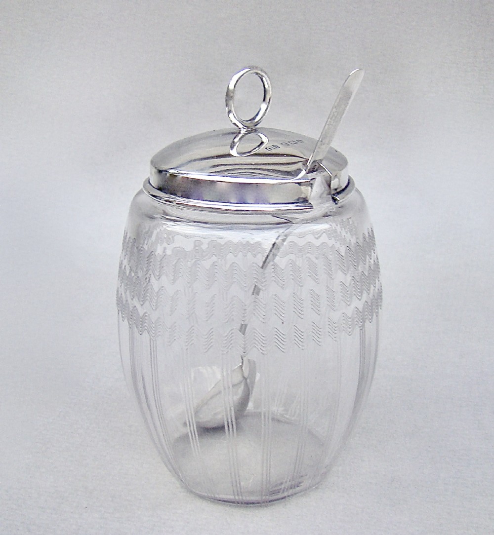 delightful george v silver mounted preserve jar spoons by george unite birmingham 1920