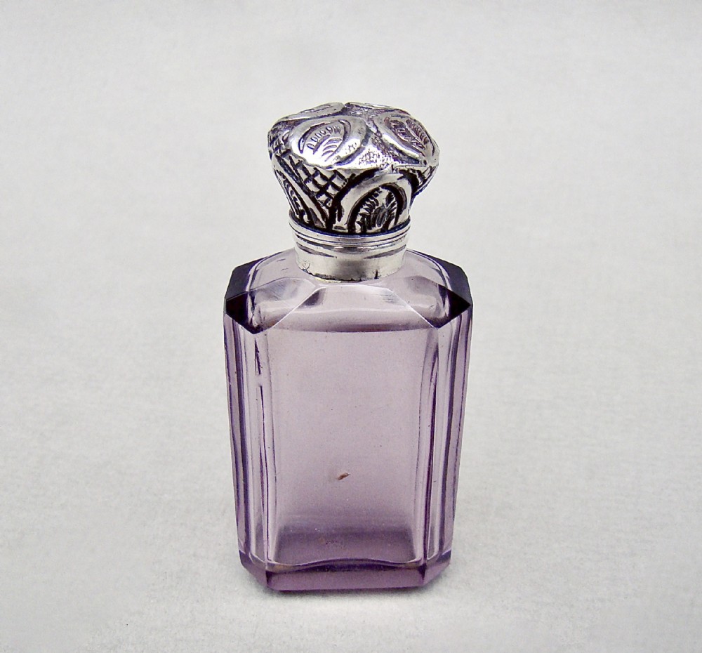 exquisite victorian silver and amethyst glass scent bottle circa 1890