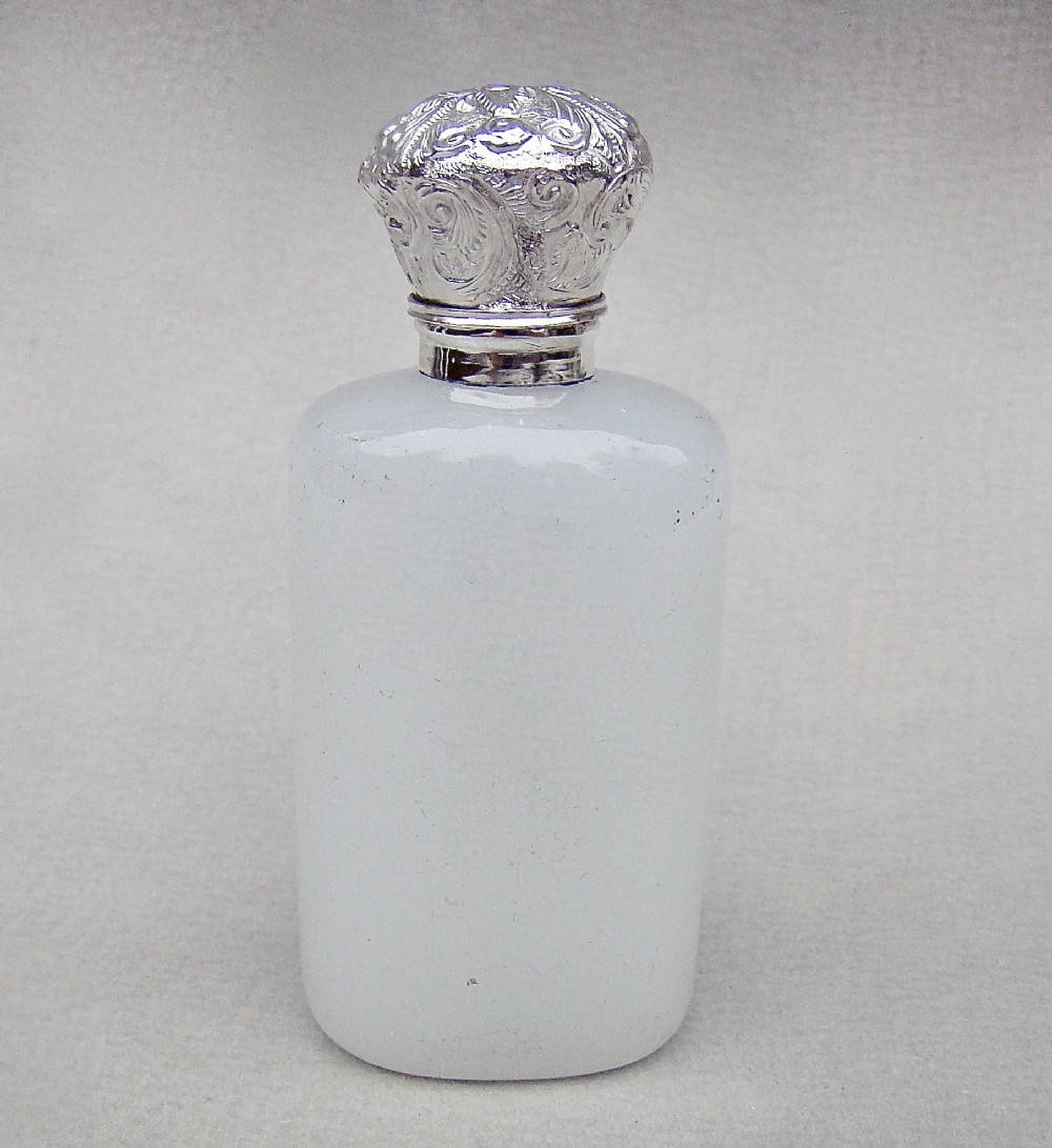 victorian silver and white opaline glass scent bottle circa 1880