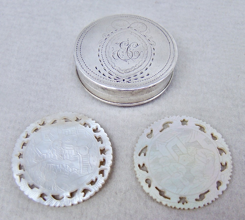 georgian silver counter box by samuel pemberton birmingham 1793 with mother of pearls counters