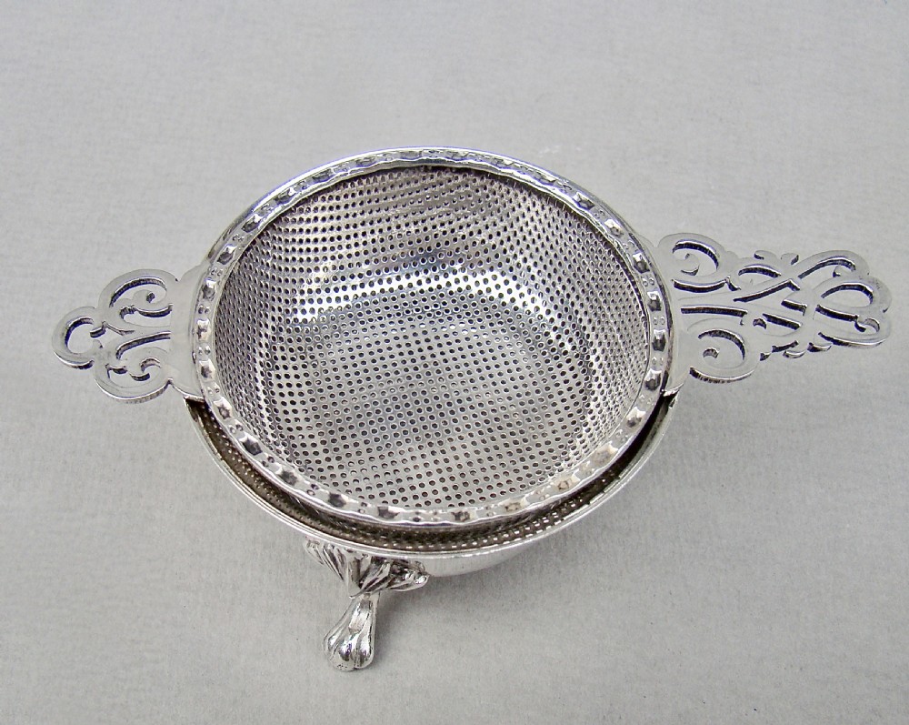 fabulous midcentury silver tea strainer stand by chatterley son birmingham 1966