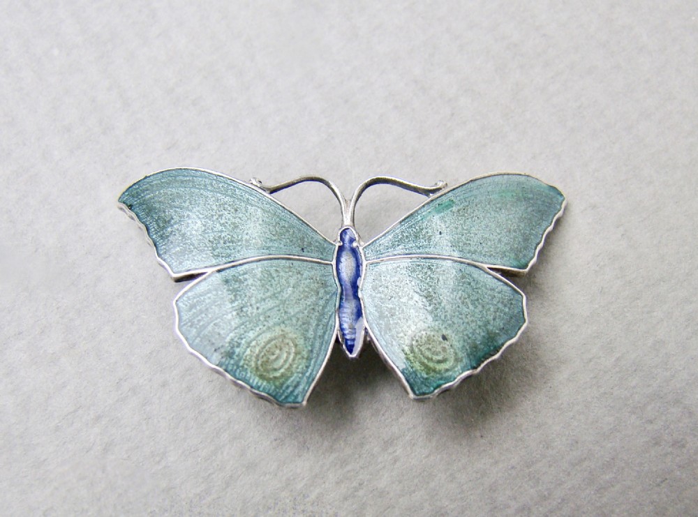 exquisite art deco silver celadon green enamel butterfly brooch by john atkins circa 1930