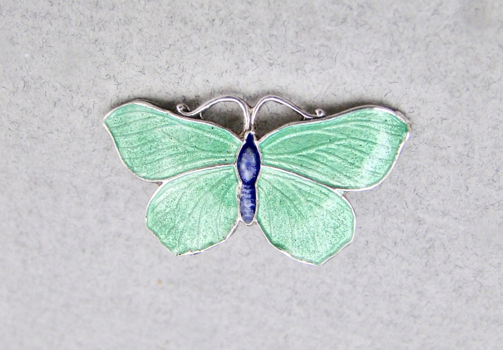 art deco silver green enamel butterfly brooch by john atkins circa 1930