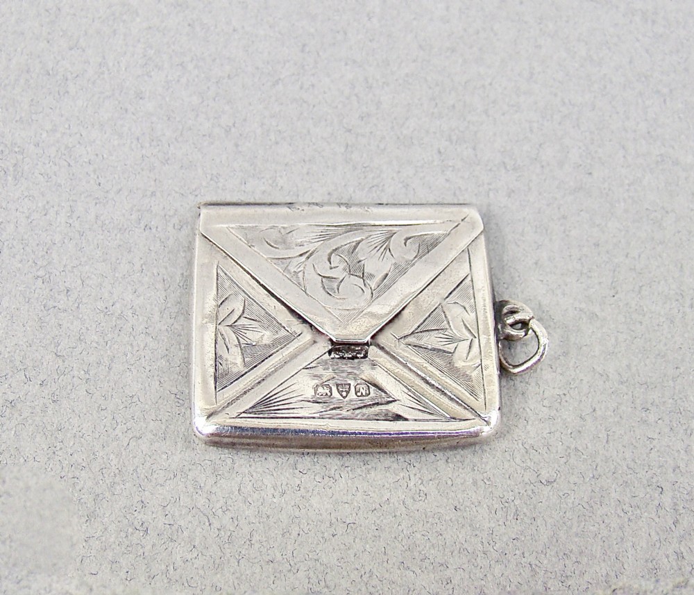 george v engraved silver envelope stamp case by albert ernest jenkins chester 1913