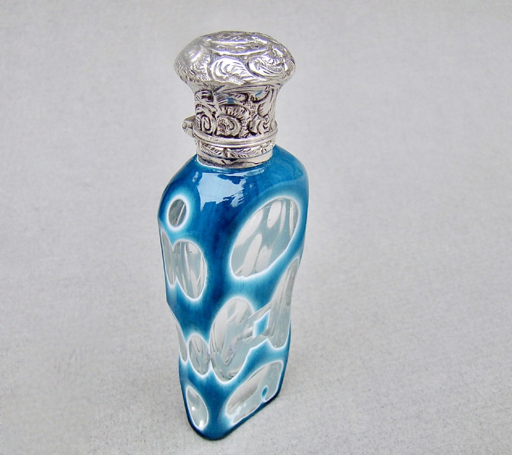 rare victorian silver bohemian triple cased glass scent bottle circa 1890