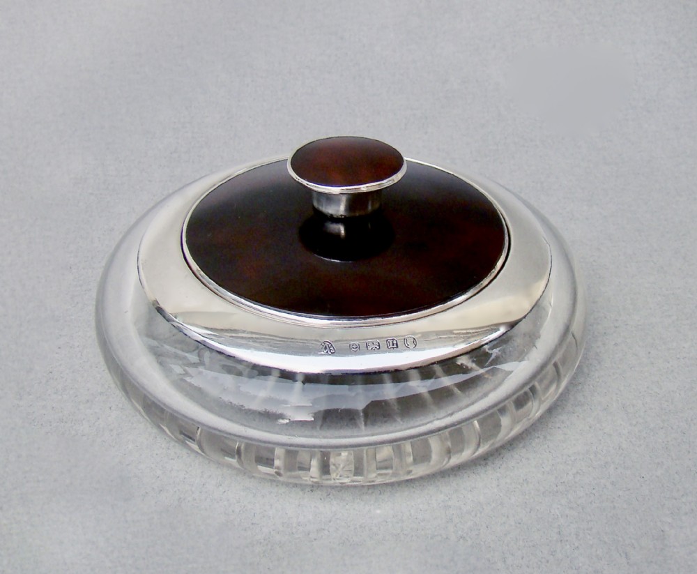elegant art deco silver tortoiseshell dressing table jar by the adie brothers birmingham 1936