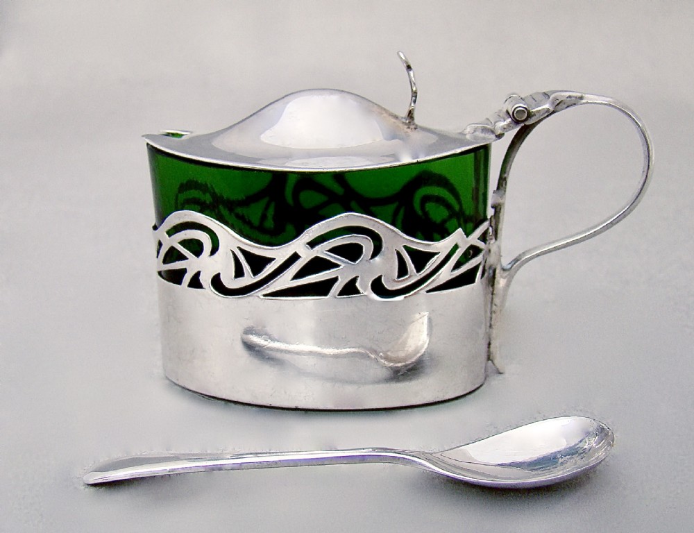 exquisite art nouveau silver small mustard pot by william henry sparrow birmingham 1905