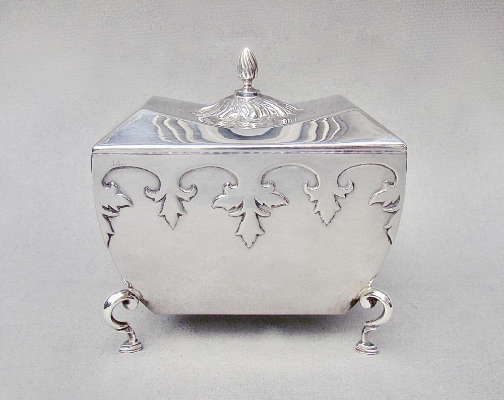 fabulous george v silver tea caddy by walker hall sheffield 1924