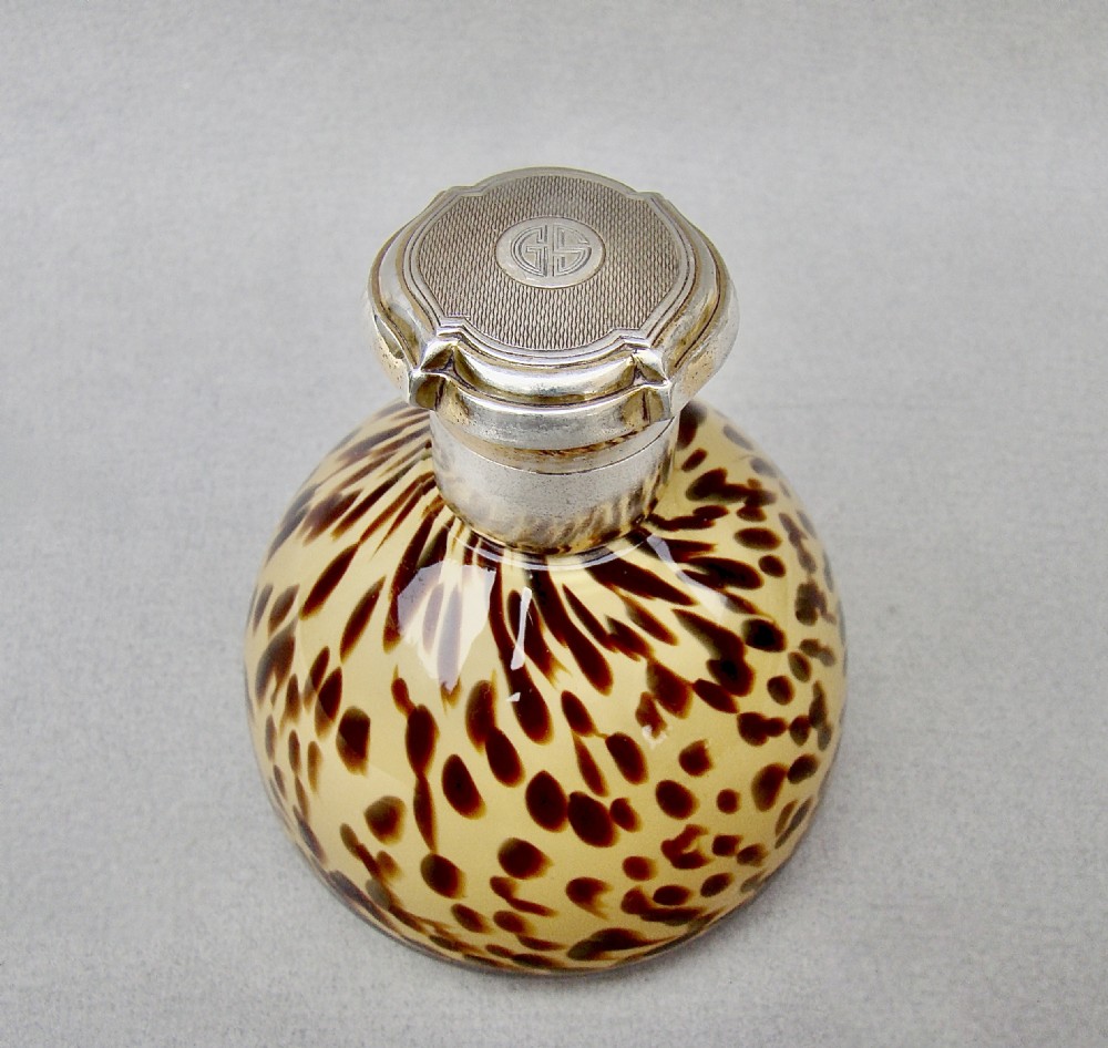 art deco silver gilt tortoiseshell glass scent bottle by richard comyns london 1933