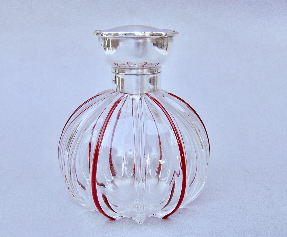 art deco silver trailed glass scent bottle by the adie brothers birmingham 1923