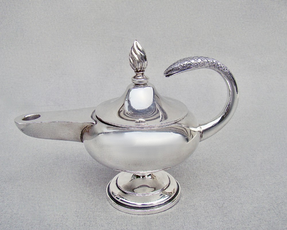 silver novelty aladdin's lamp table cigar lighter by the goldsmiths silversmiths co london 1925