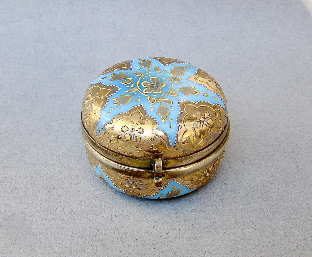 unusual 19th c moser opaline gilt glass trinket box circa 1860