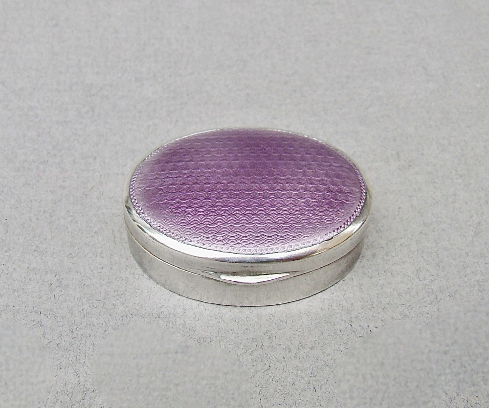 fabulous continental silver guilloche enamel pill box circa 1930