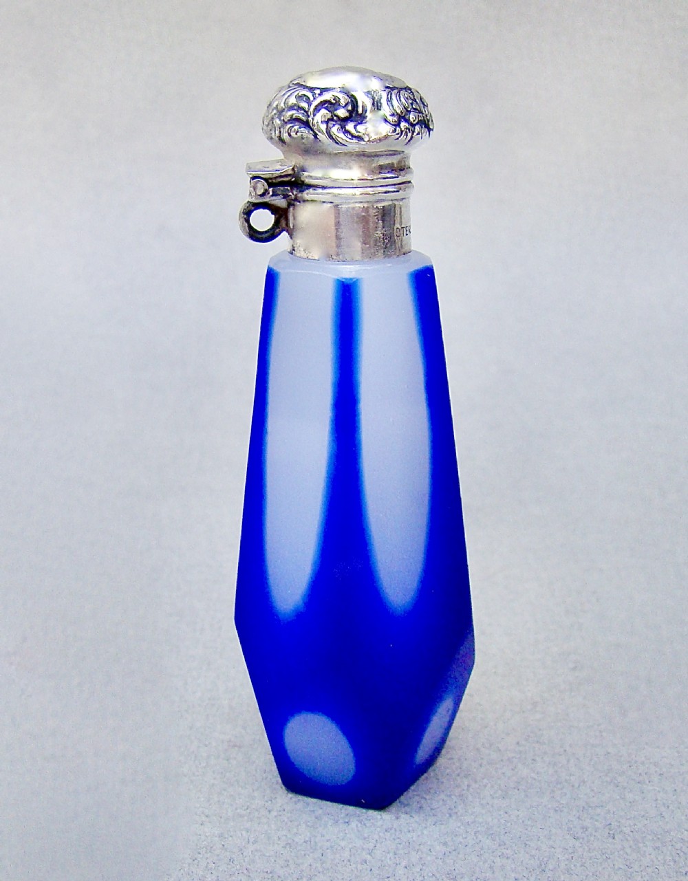victorian sterling silver and opaline glass scent bottle circa 1890