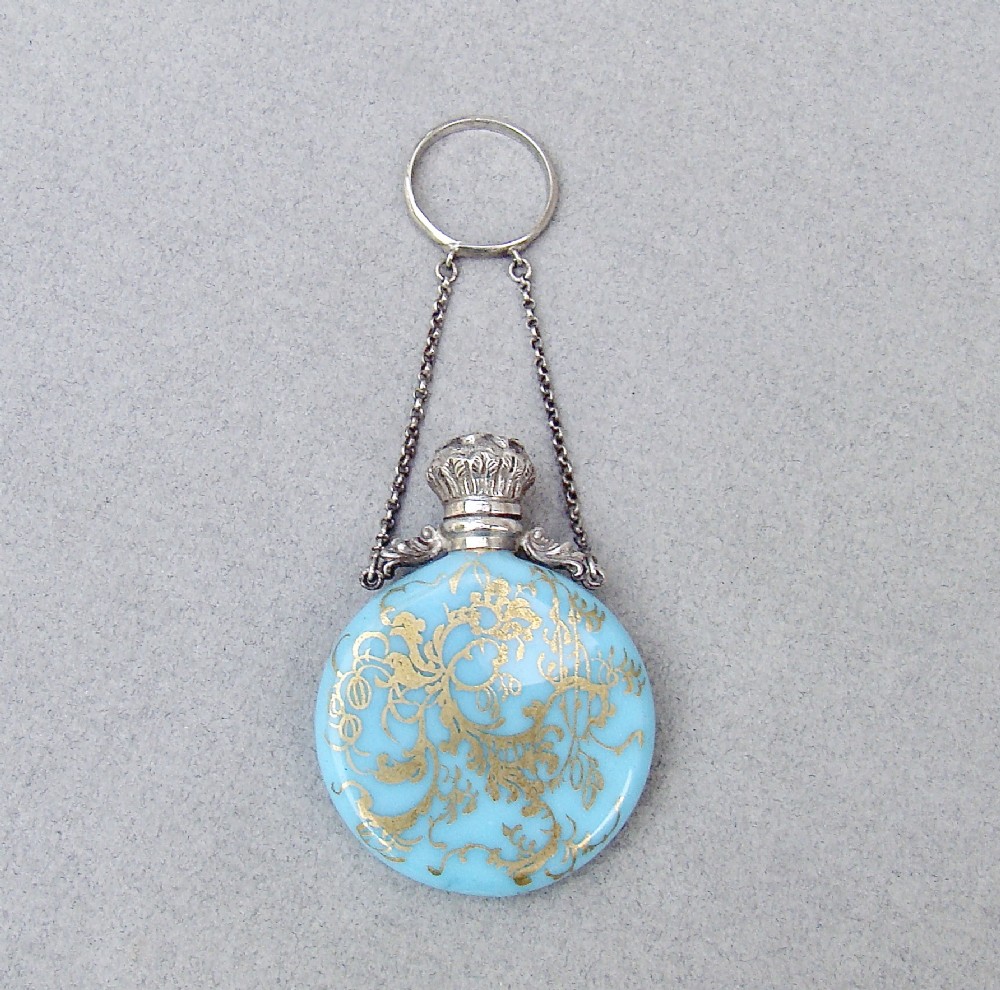 rare french silver opaline glass chatelaine scent bottle circa 1880
