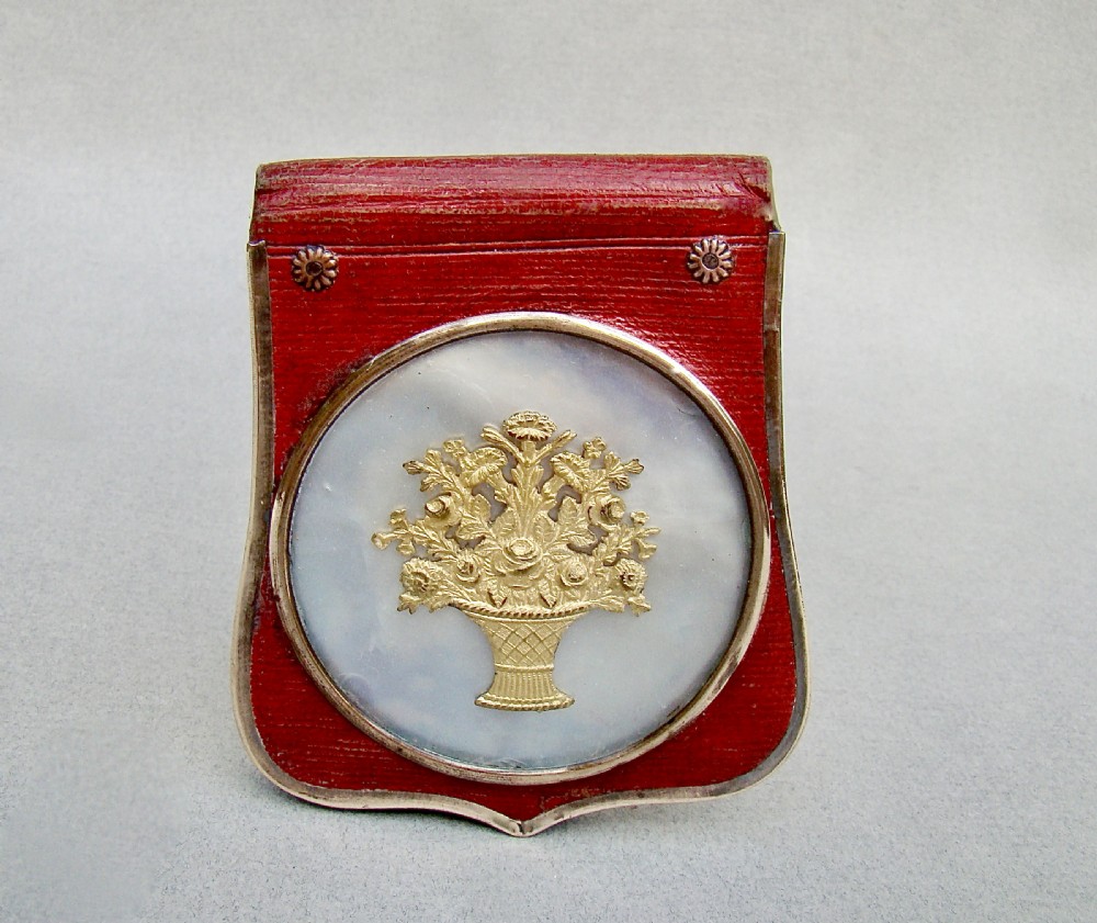 rare 19th c french palais royal silver gilt mounted leather purse circa 1850