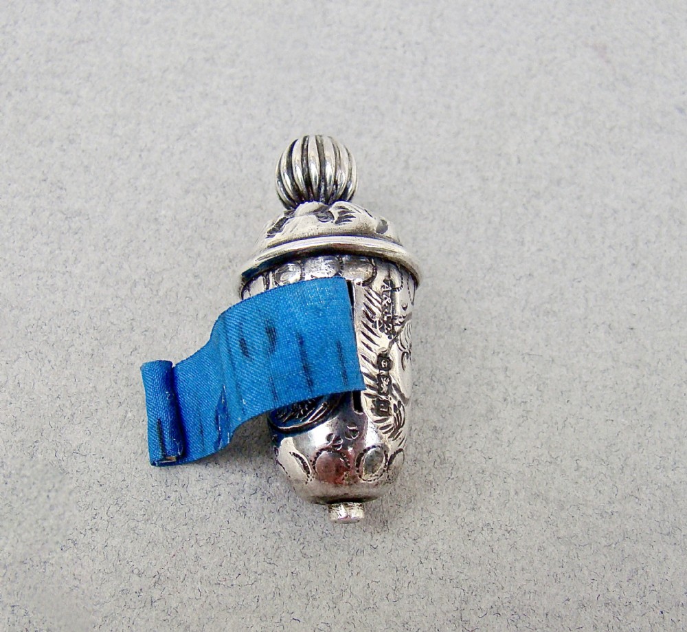 rare edwardian silver acorn shaped tape measure by a j zimmerman birmingham 1903