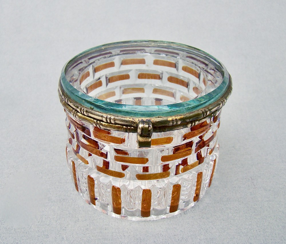 french baccarat amber clear glass trinket box circa 1900