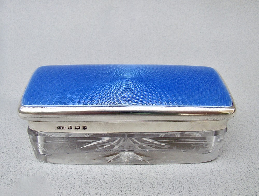 art deco silver guilloche enamel dressing table jar by henry clifford davis birmingham 1926