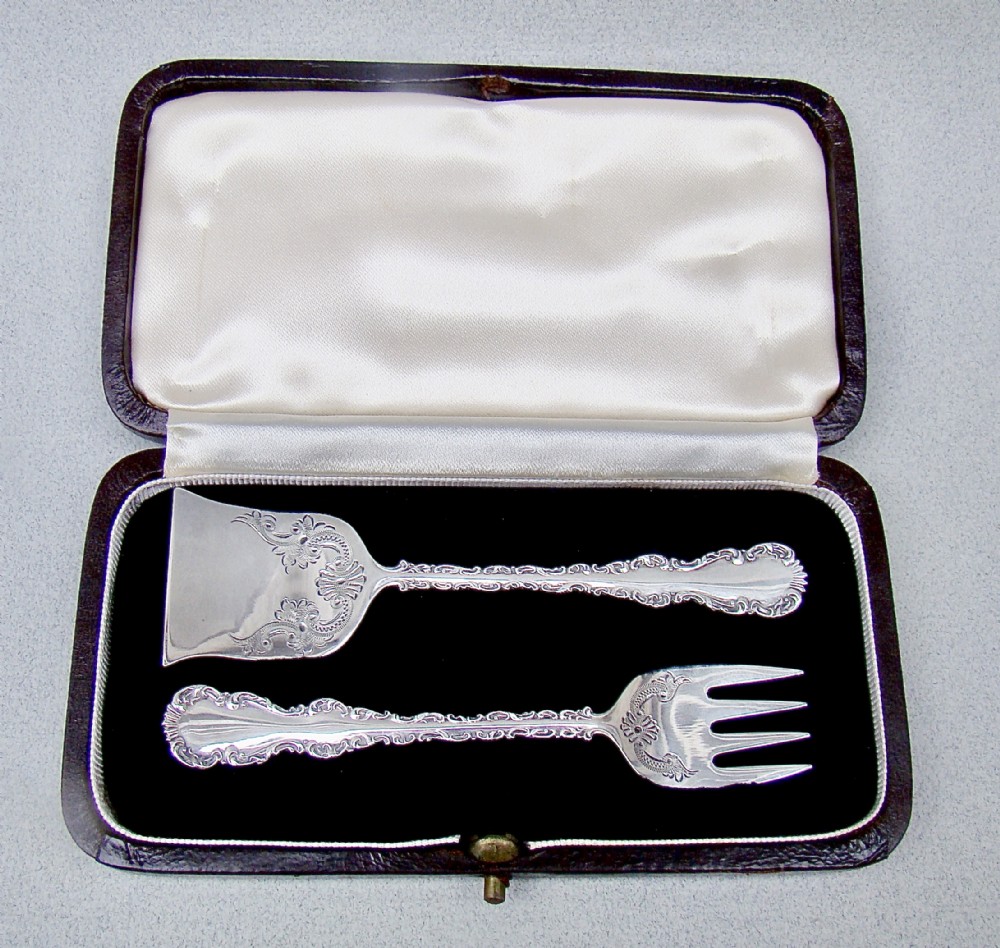 rare cased pair of victorian silver sardine servers by henry wilkinson sheffield 1897