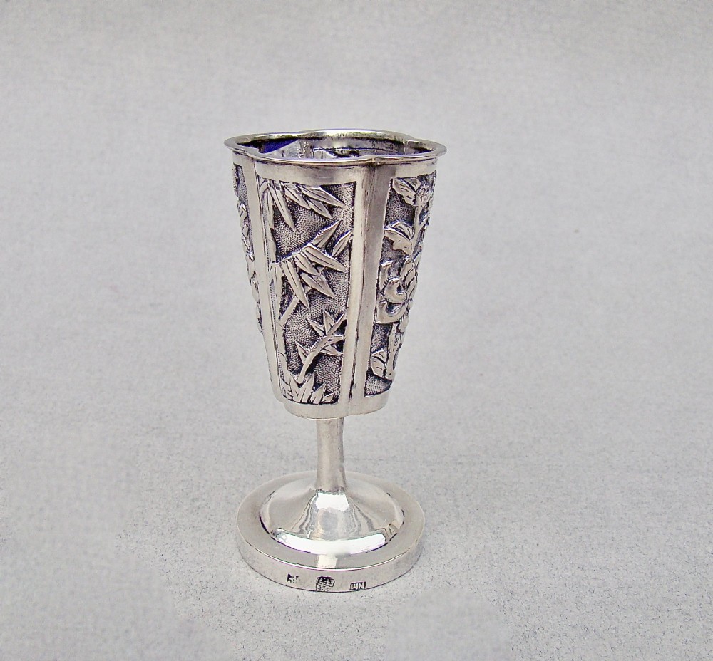 19th century chinese export silver toothpick holder by wing nam co circa 1890